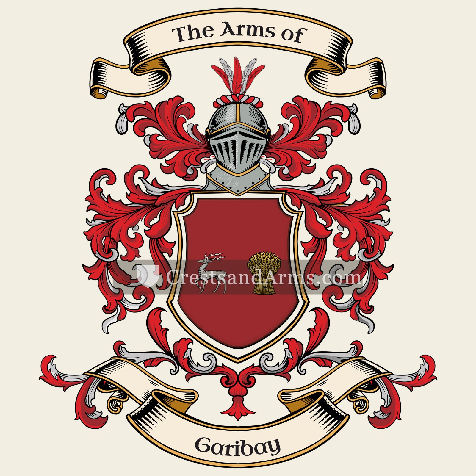 The Garibay coat of arms, drawn from the recorded blazon