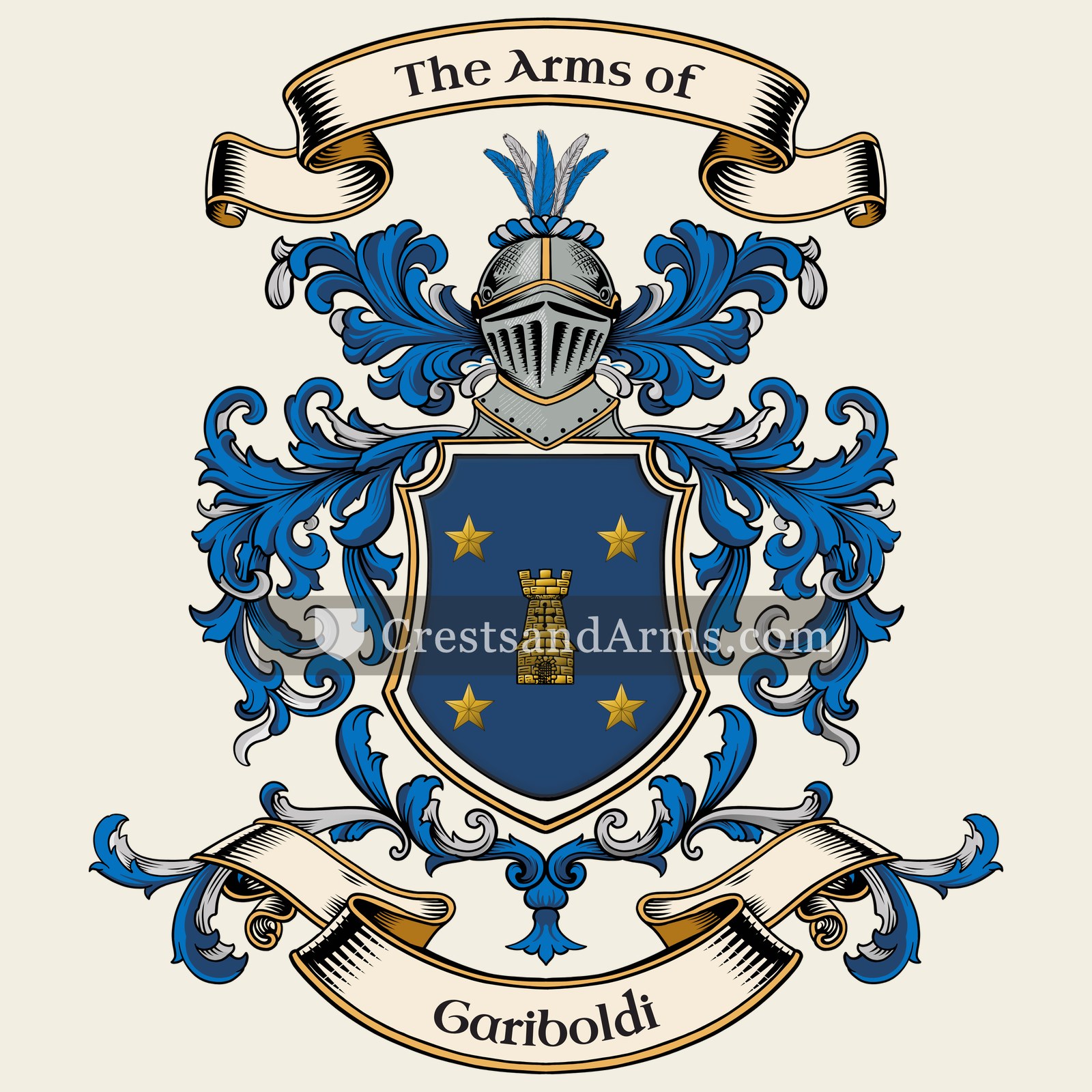 The Gariboldi coat of arms, drawn from the recorded blazon