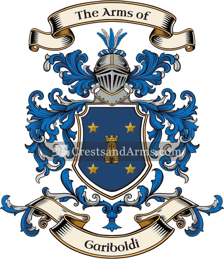 The Gariboldi coat of arms, drawn from the recorded blazon