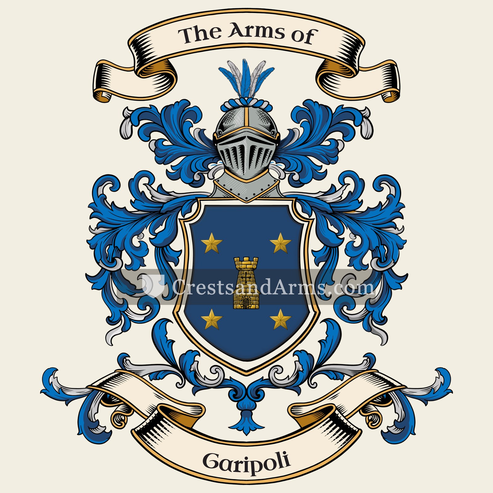 The Garipoli coat of arms, drawn from the recorded blazon