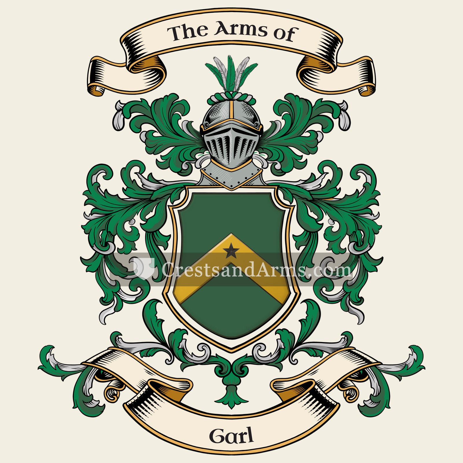 The Garl coat of arms, drawn from the recorded blazon