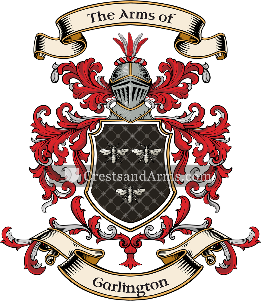 The Garlington coat of arms, drawn from the recorded blazon
