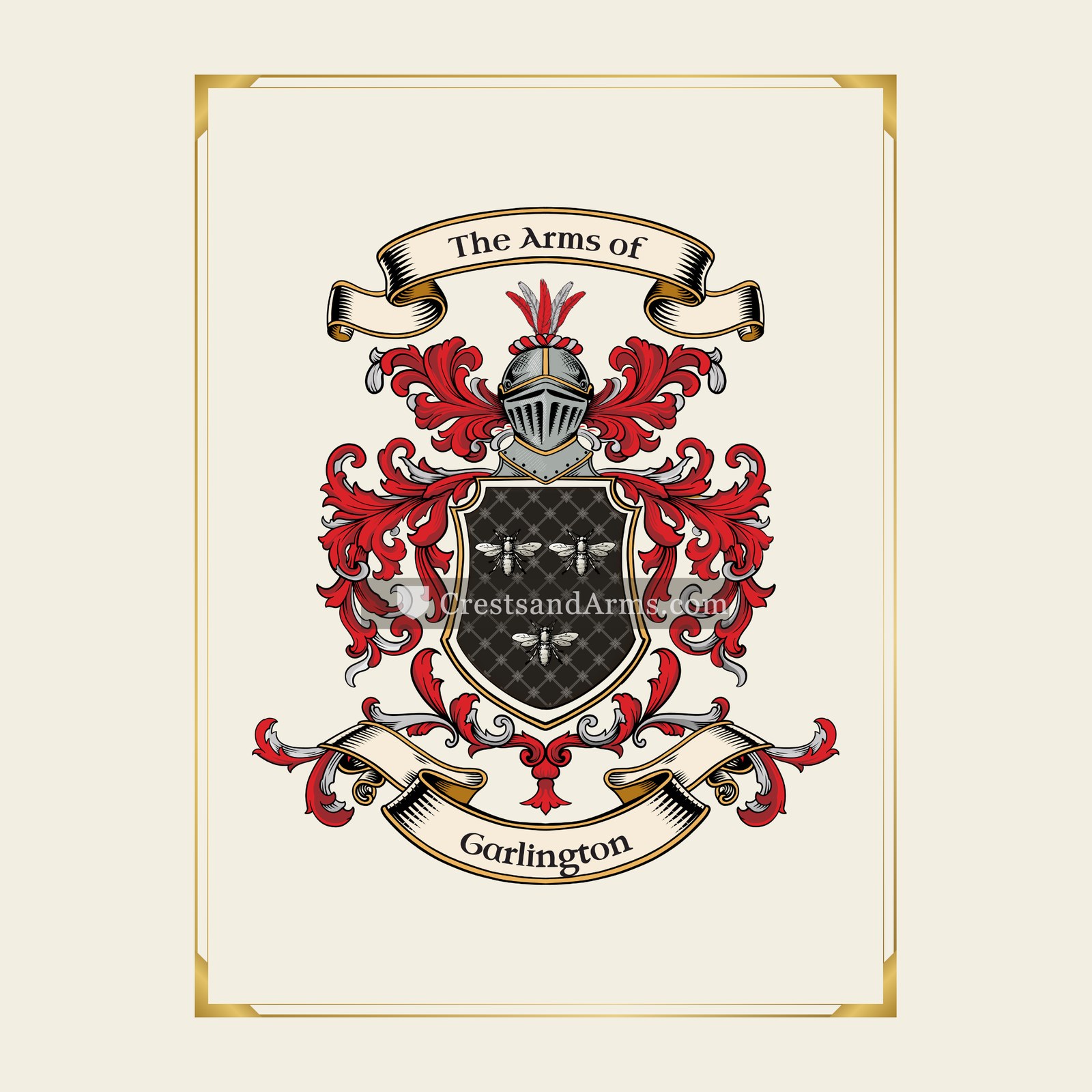 With gold border