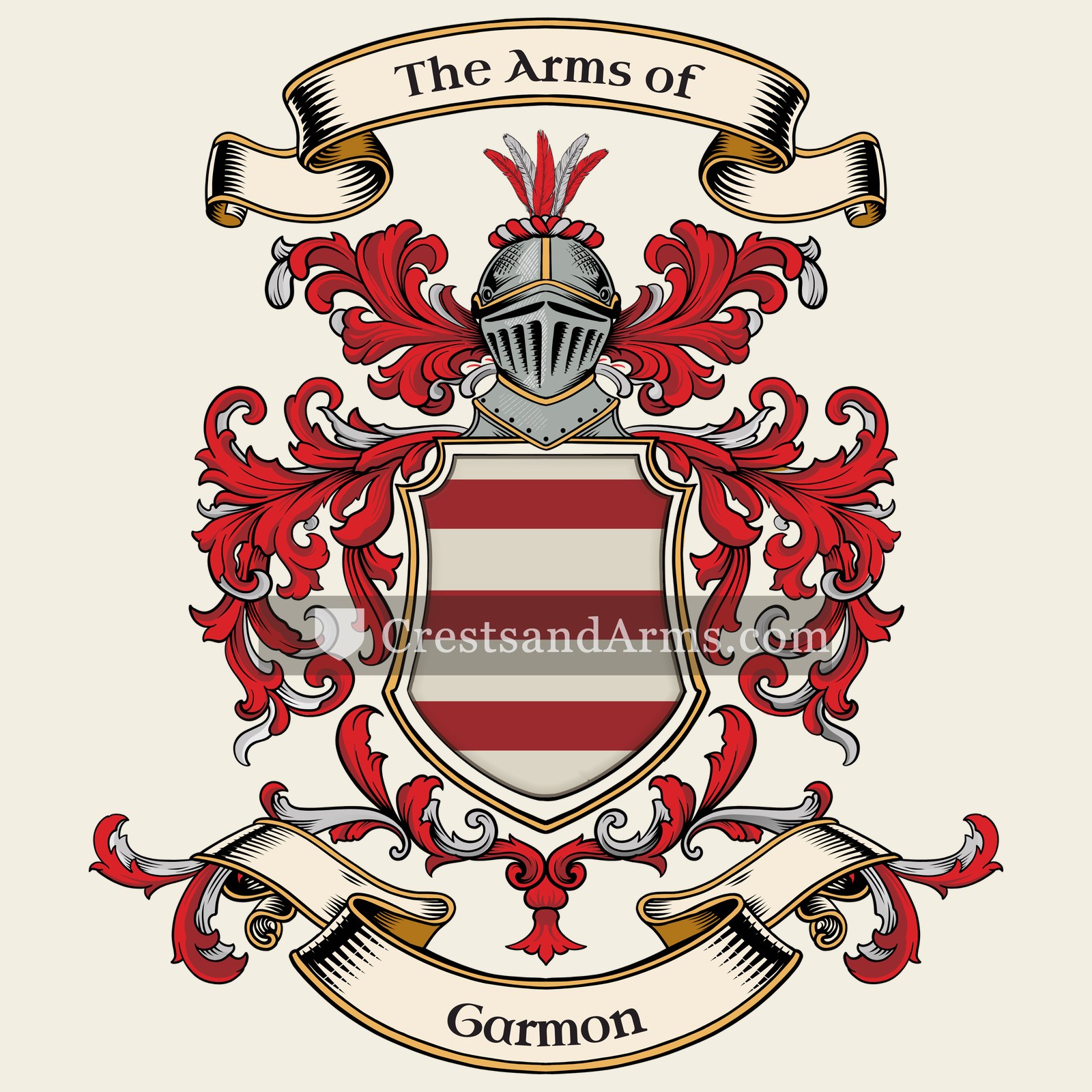 The Garmon coat of arms, drawn from the recorded blazon