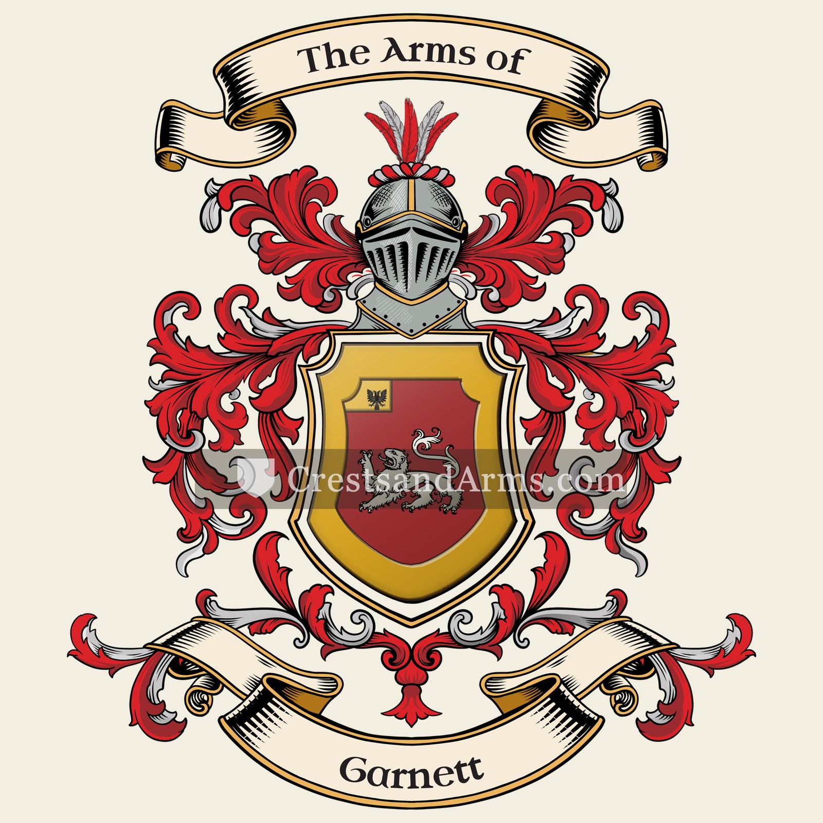 The Garnett coat of arms, drawn from the recorded blazon