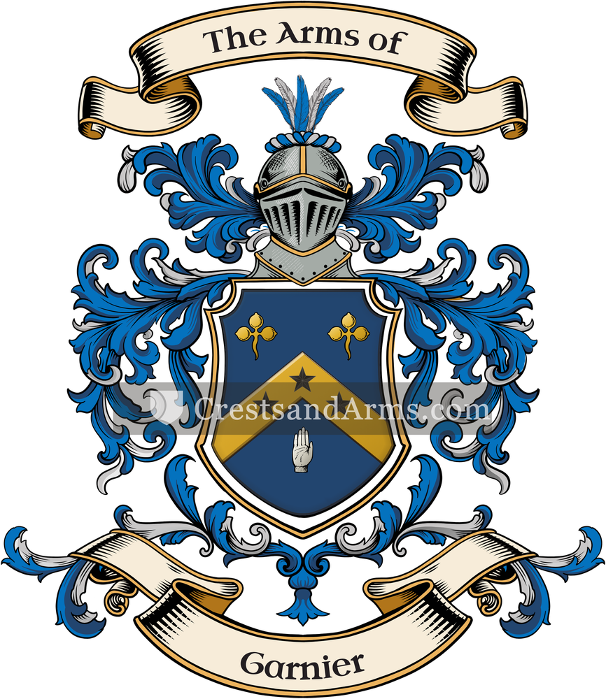 The Garnier coat of arms, drawn from the recorded blazon