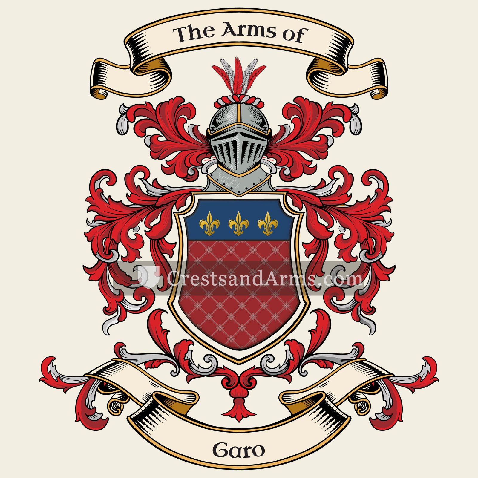 The Garo coat of arms, drawn from the recorded blazon