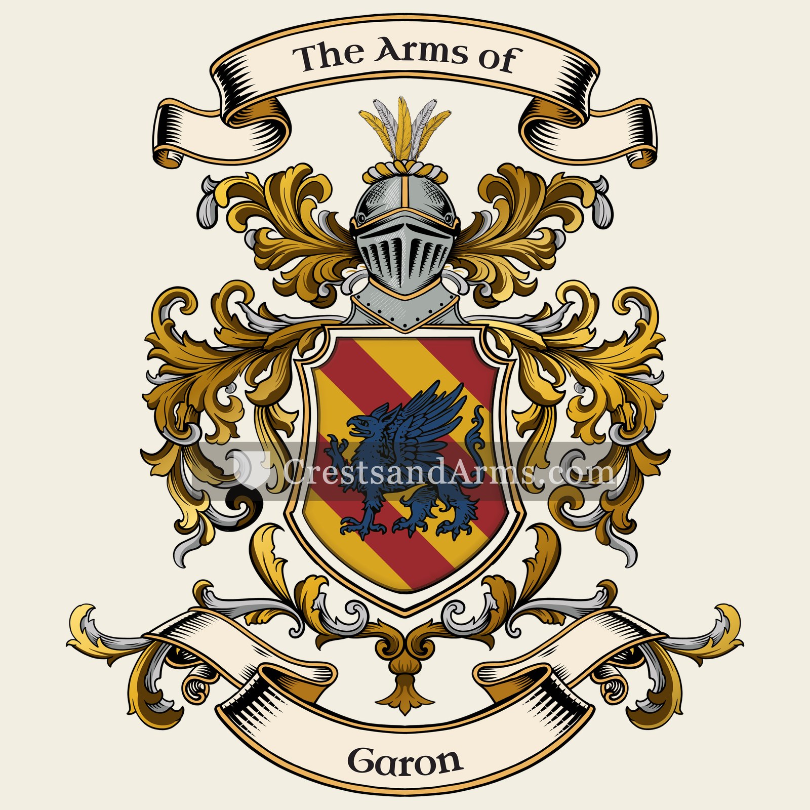 The Garon coat of arms, drawn from the recorded blazon