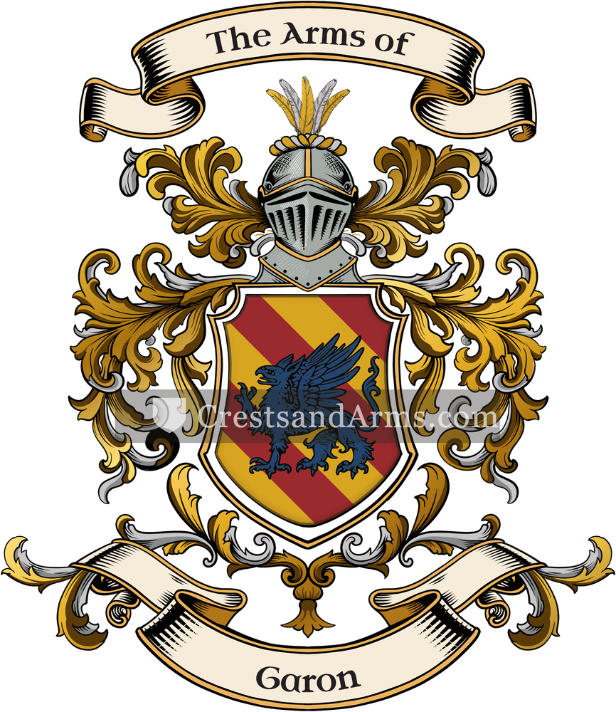 The Garon coat of arms, drawn from the recorded blazon