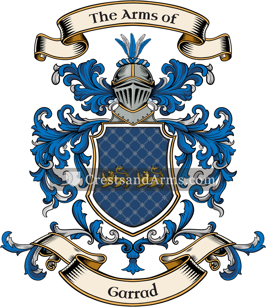 The Garrad coat of arms, drawn from the recorded blazon