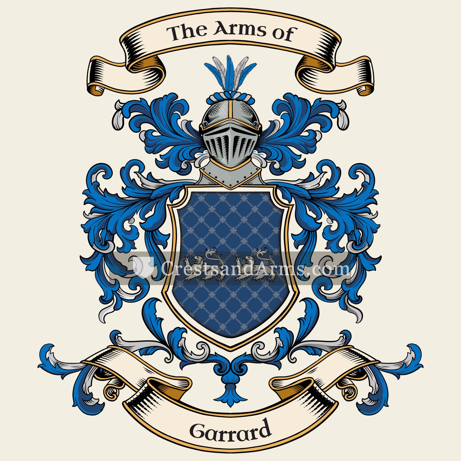 The Garrard coat of arms, drawn from the recorded blazon