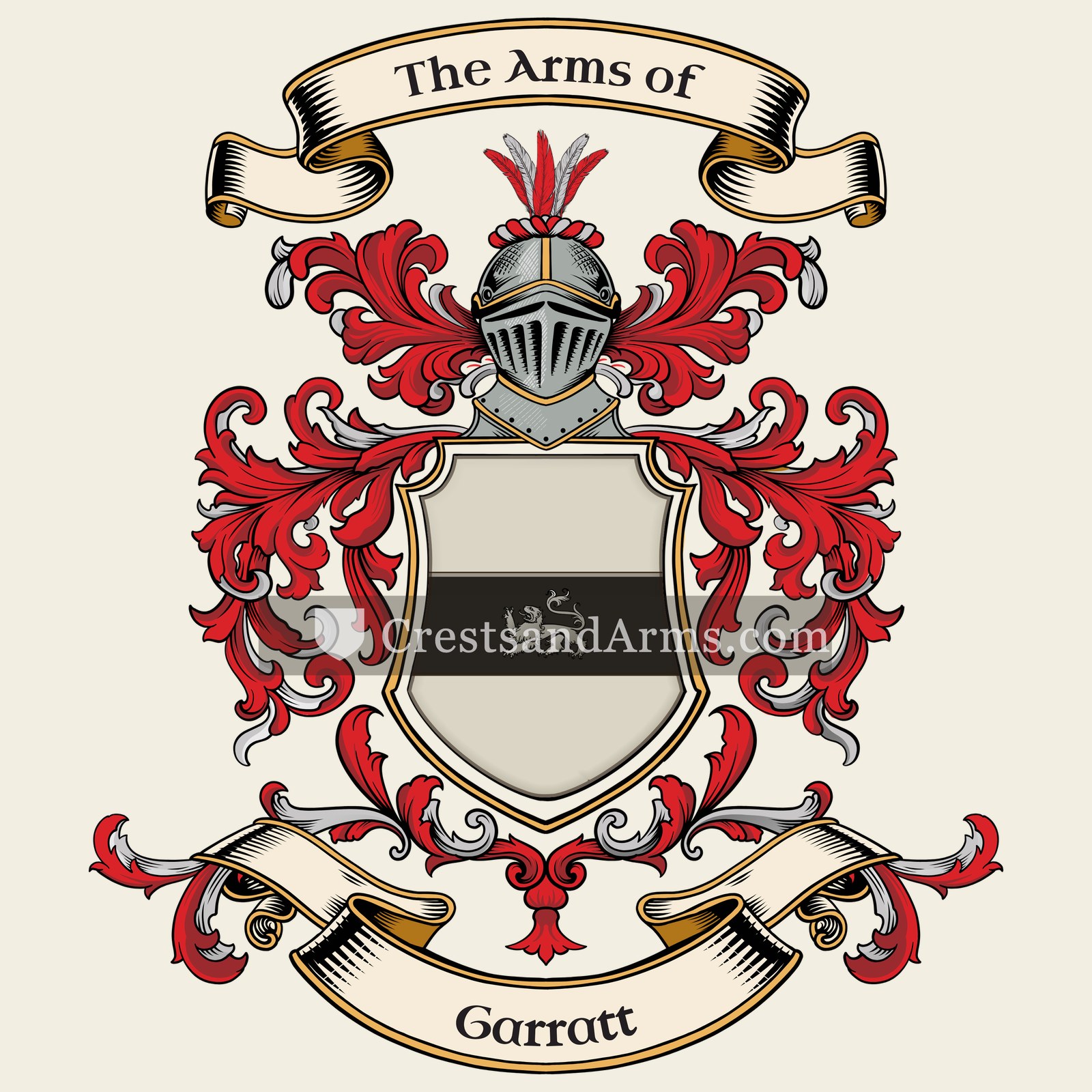 The Garratt coat of arms, drawn from the recorded blazon