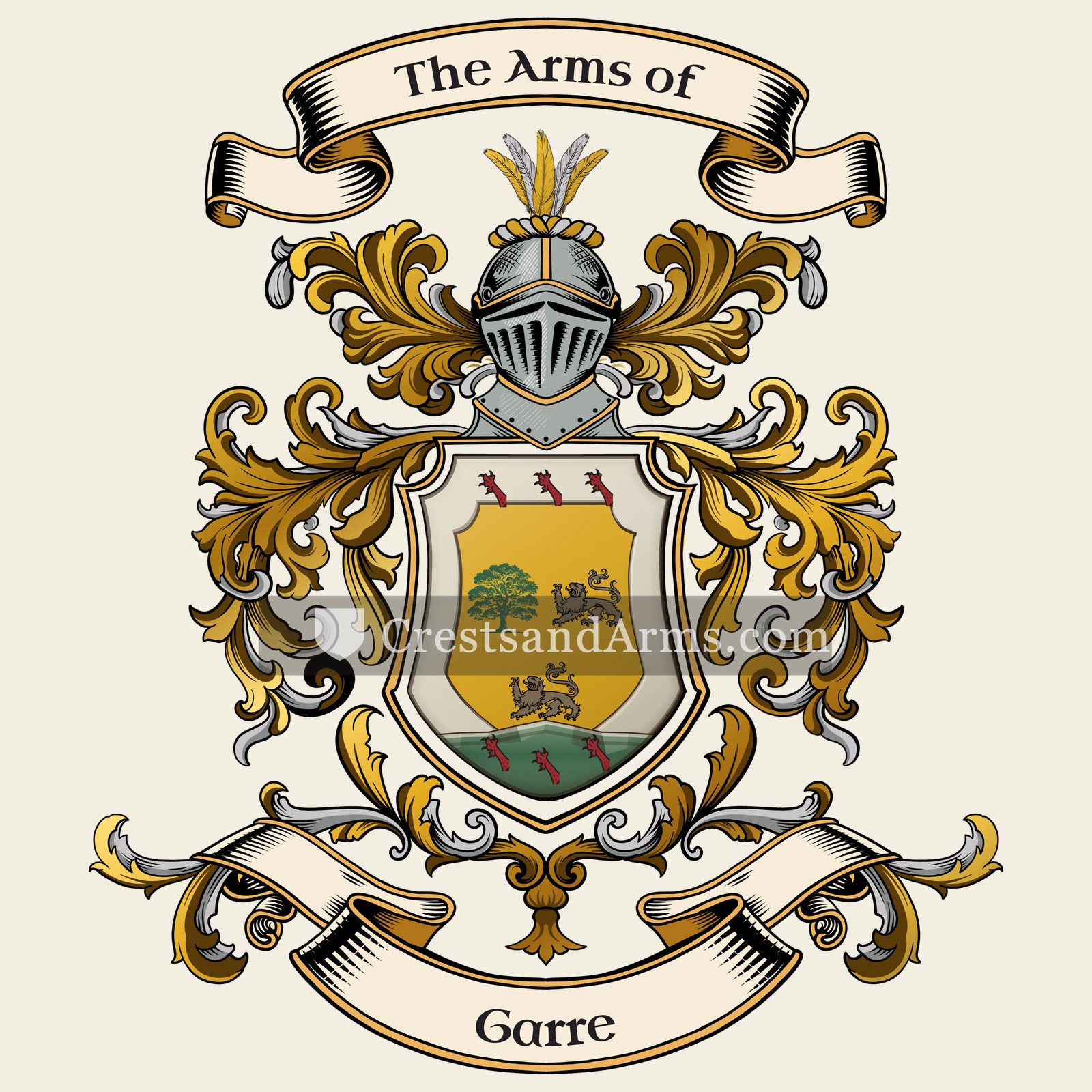 The Garre coat of arms, drawn from the recorded blazon