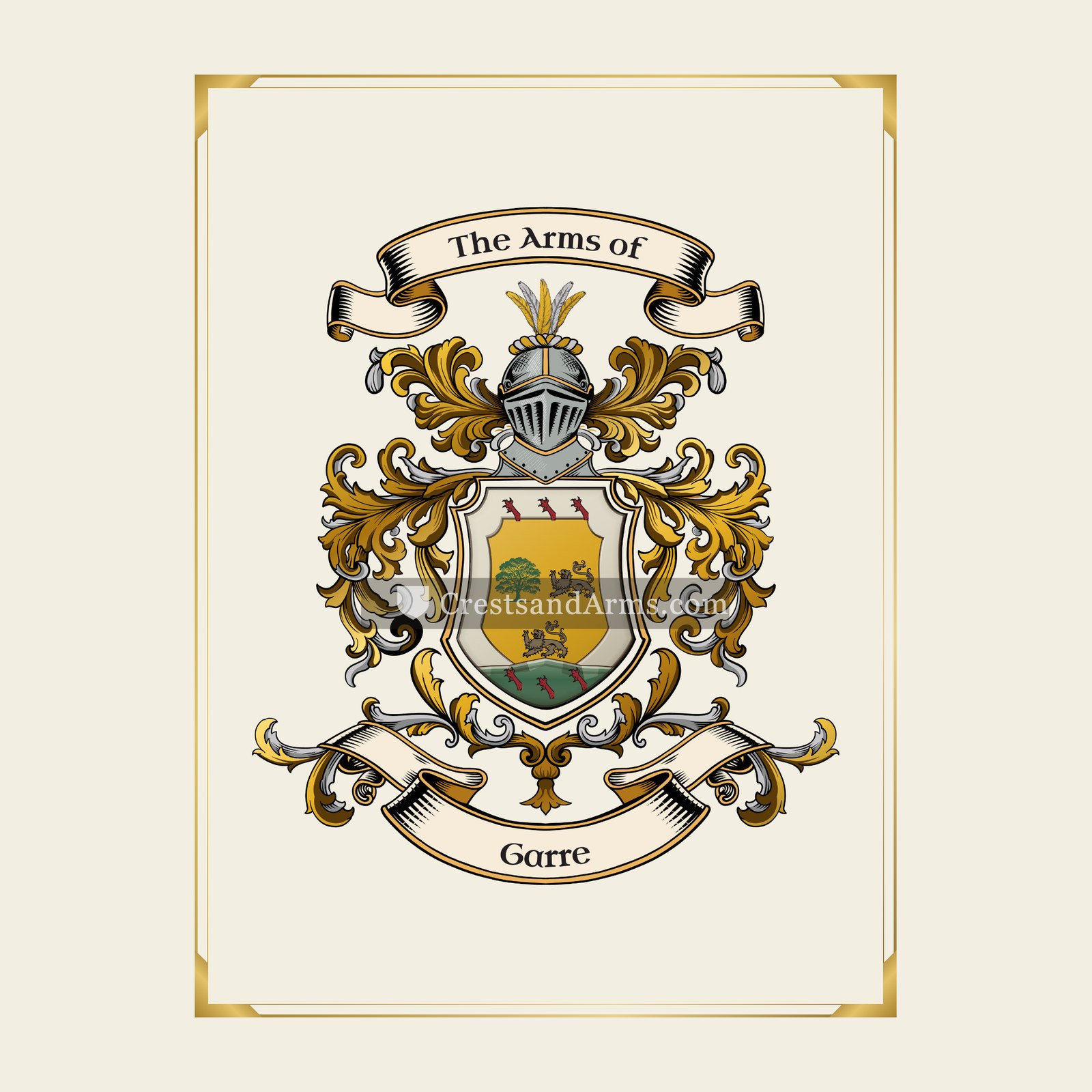 With gold border