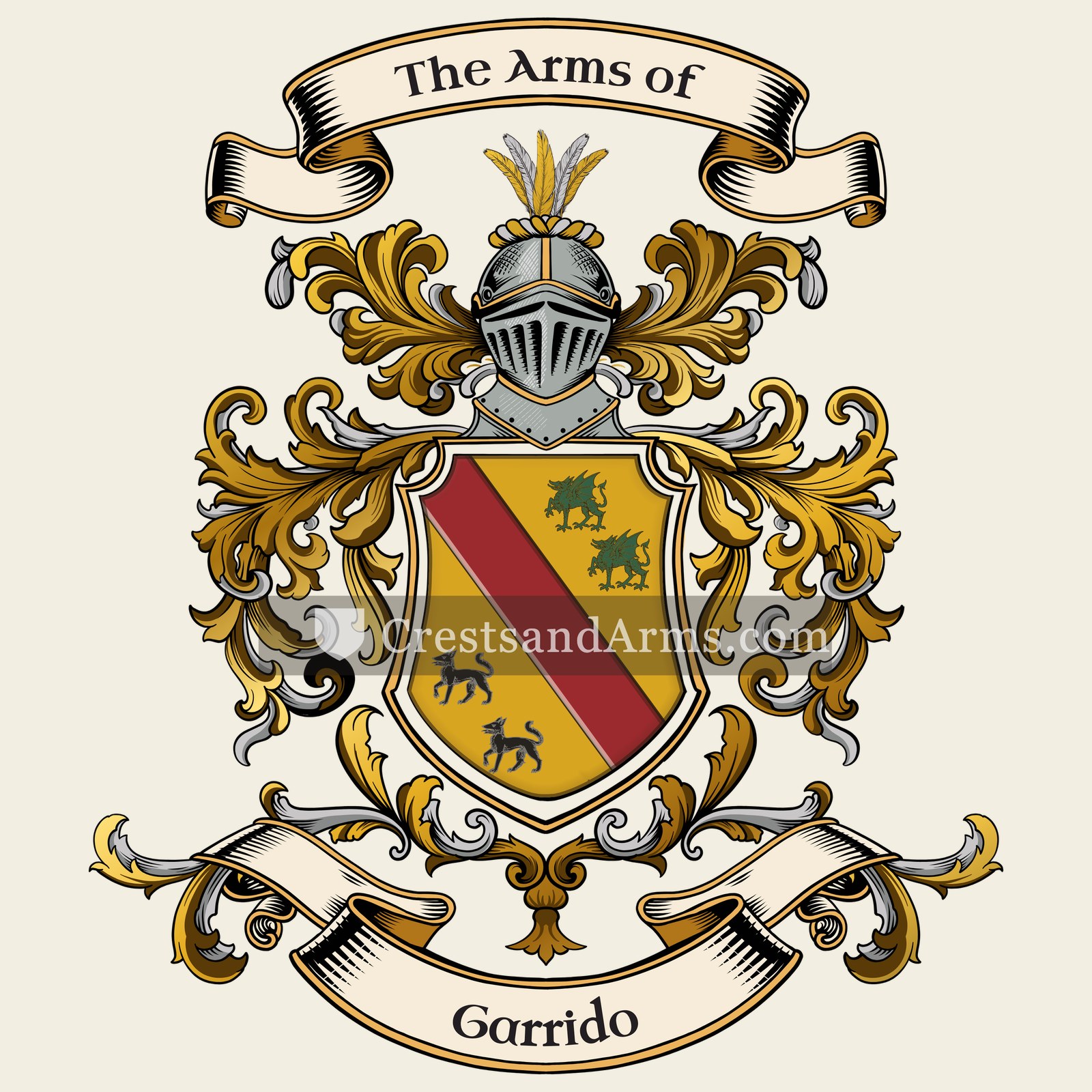 The Garrido coat of arms, drawn from the recorded blazon