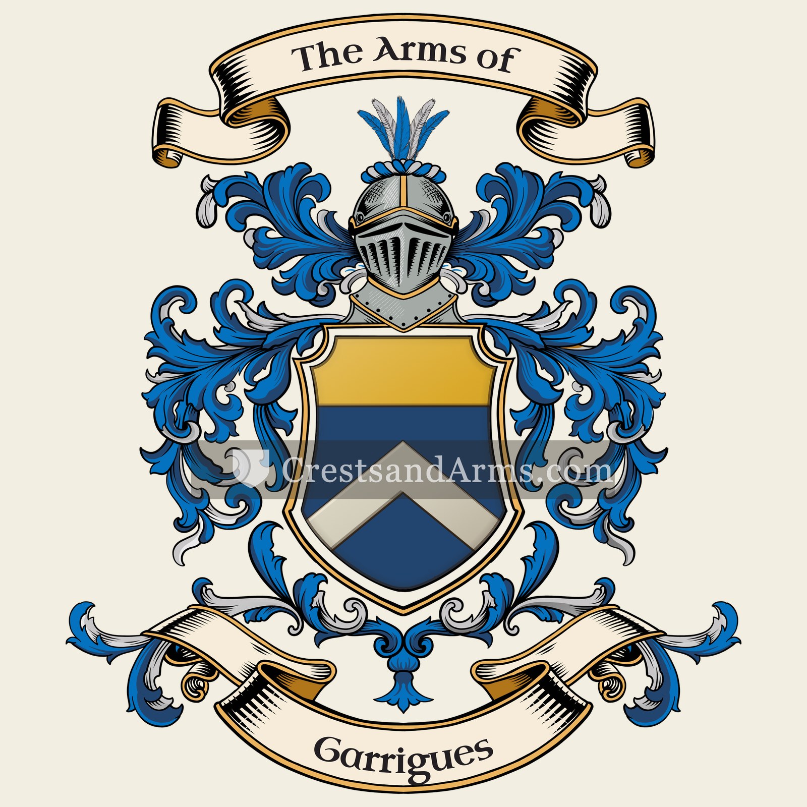 The Garrigues coat of arms, drawn from the recorded blazon