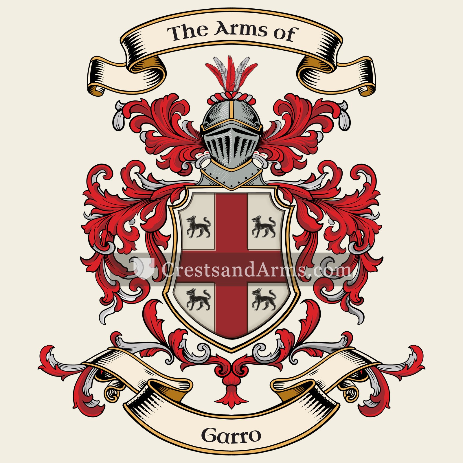The Garro coat of arms, drawn from the recorded blazon