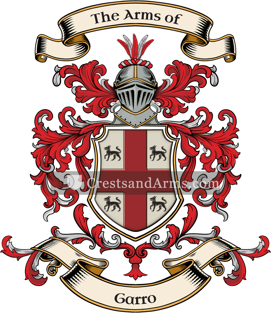 The Garro coat of arms, drawn from the recorded blazon