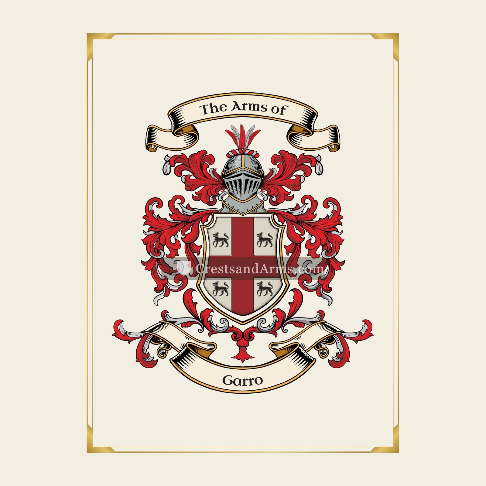With gold border