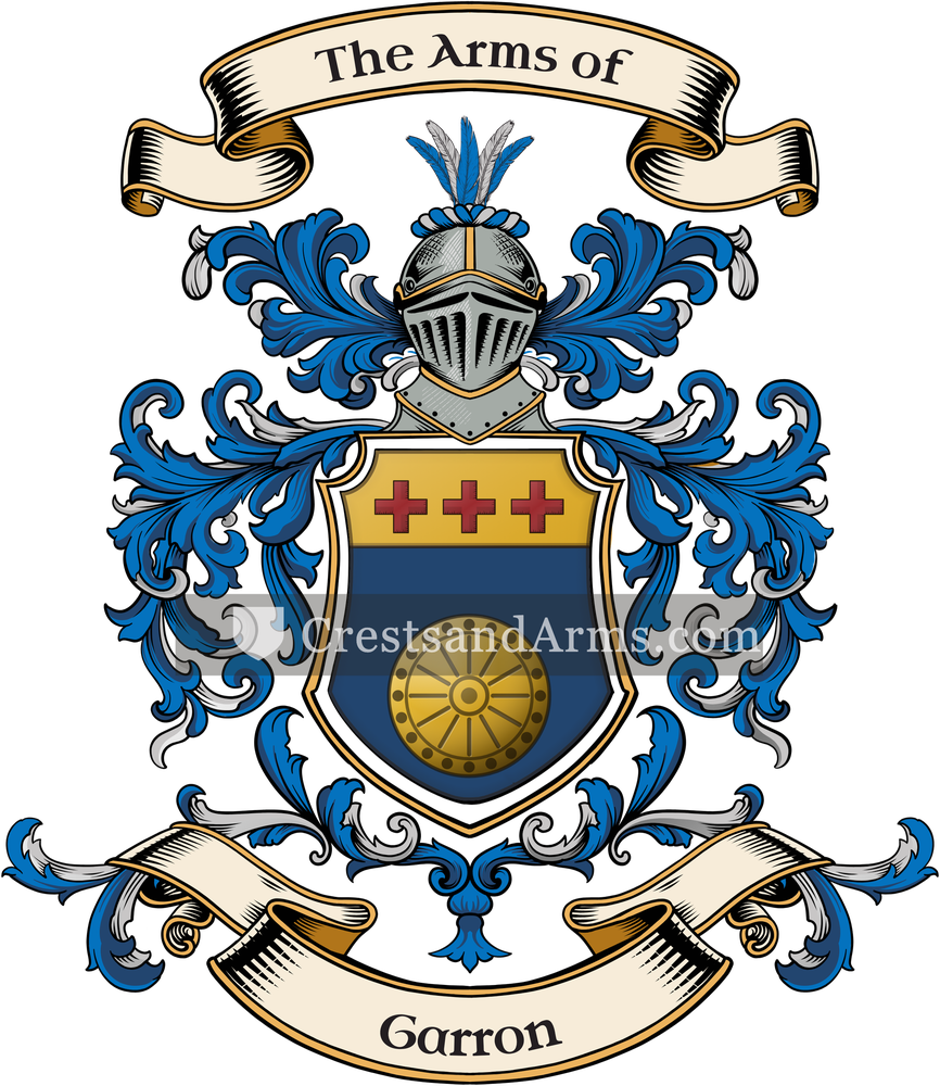 The Garron coat of arms, drawn from the recorded blazon