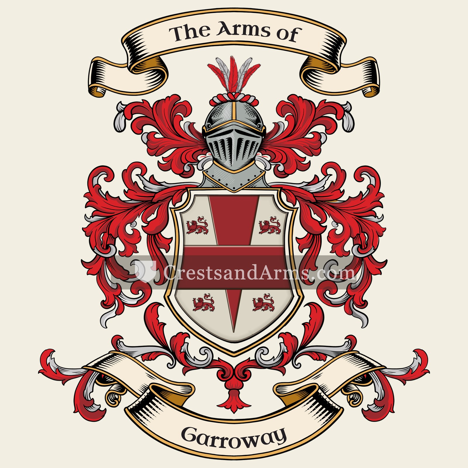 The Garroway coat of arms, drawn from the recorded blazon
