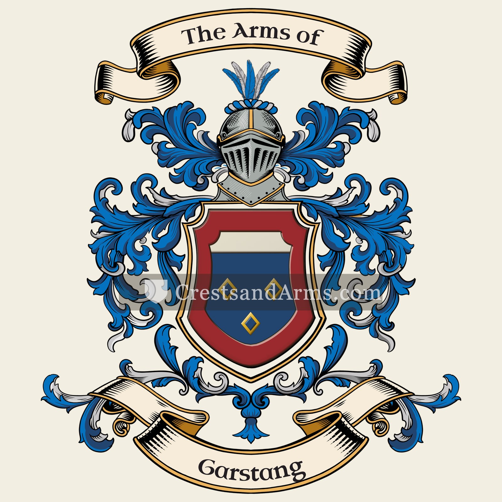 The Garstang coat of arms, drawn from the recorded blazon