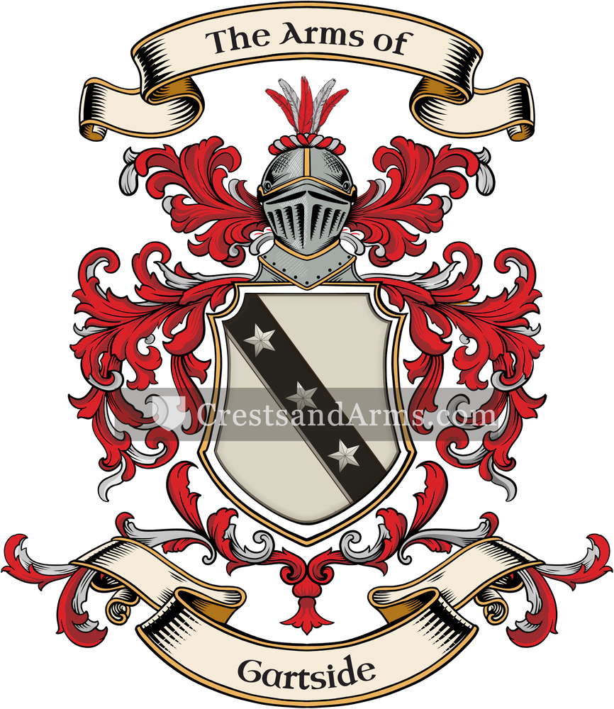 The Gartside coat of arms, drawn from the recorded blazon