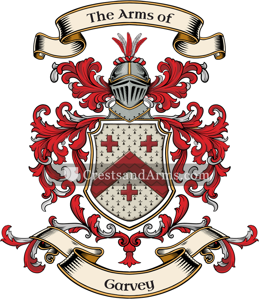 The Garvey coat of arms, drawn from the recorded blazon