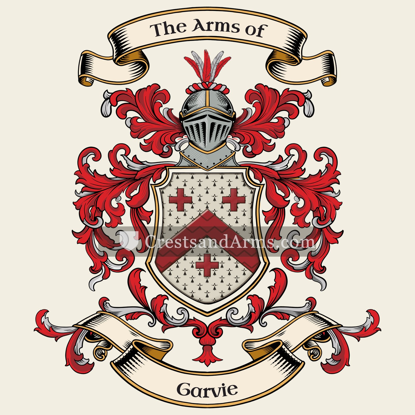 The Garvie coat of arms, drawn from the recorded blazon