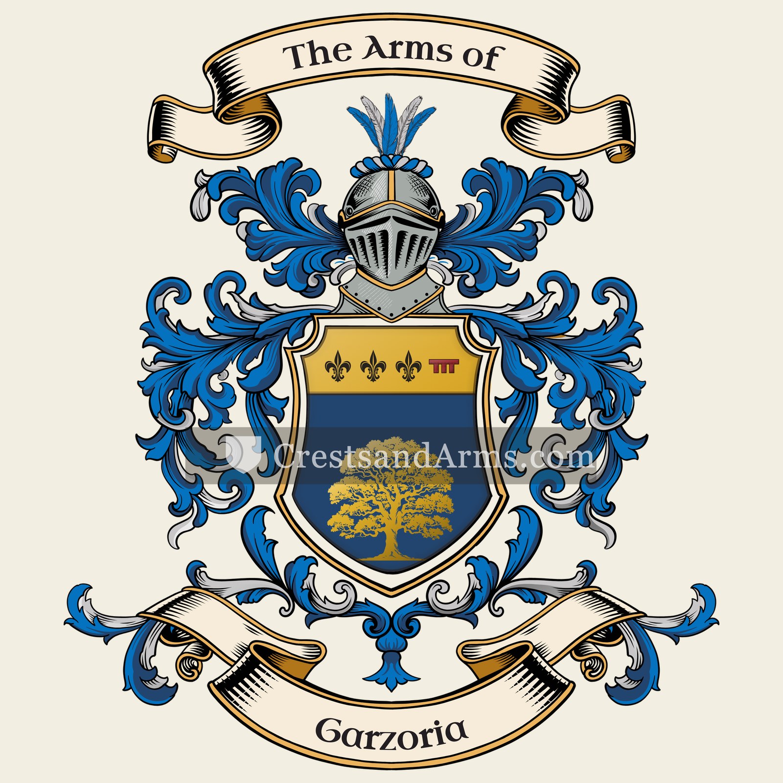 The Garzoria coat of arms, drawn from the recorded blazon