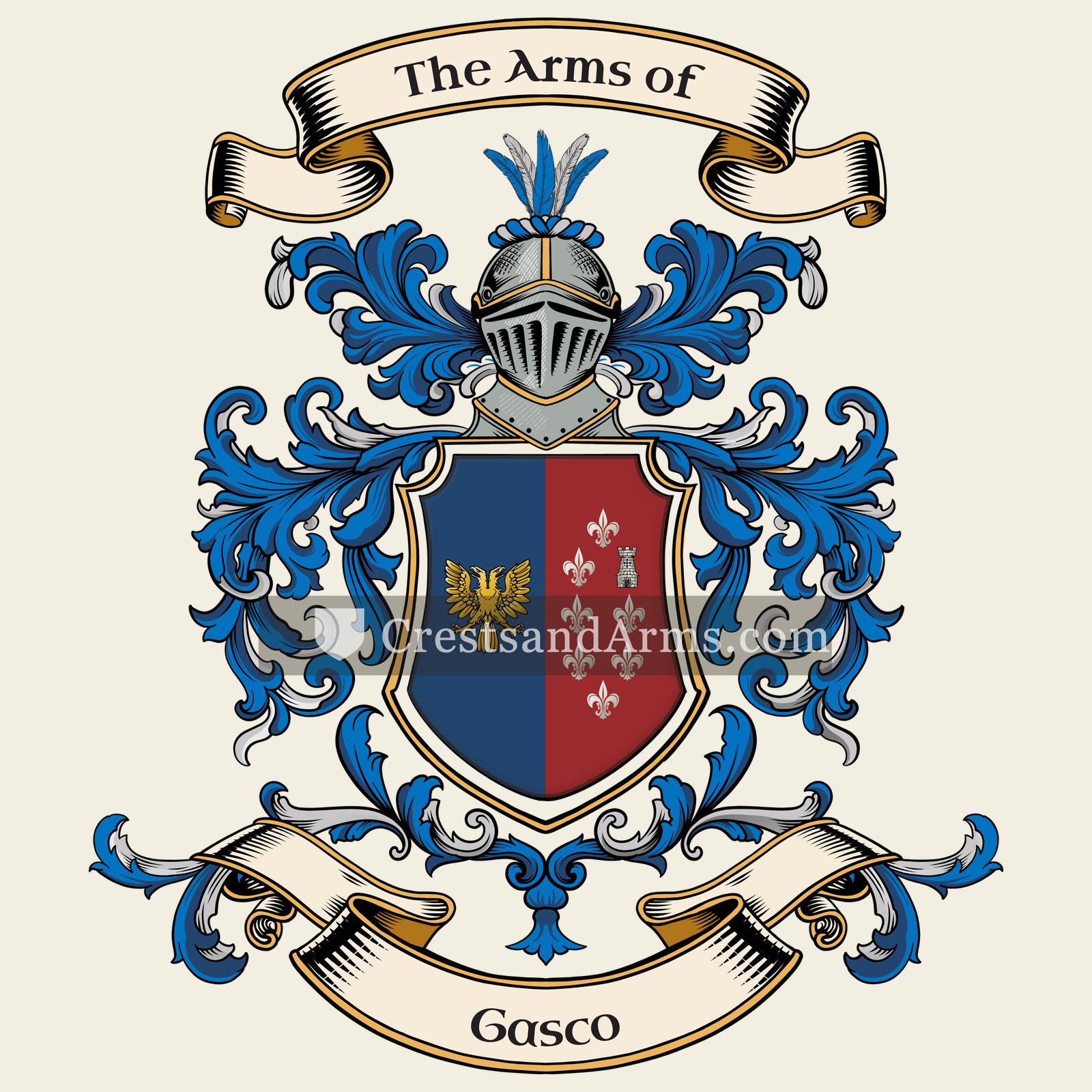 The Gasco coat of arms, drawn from the recorded blazon
