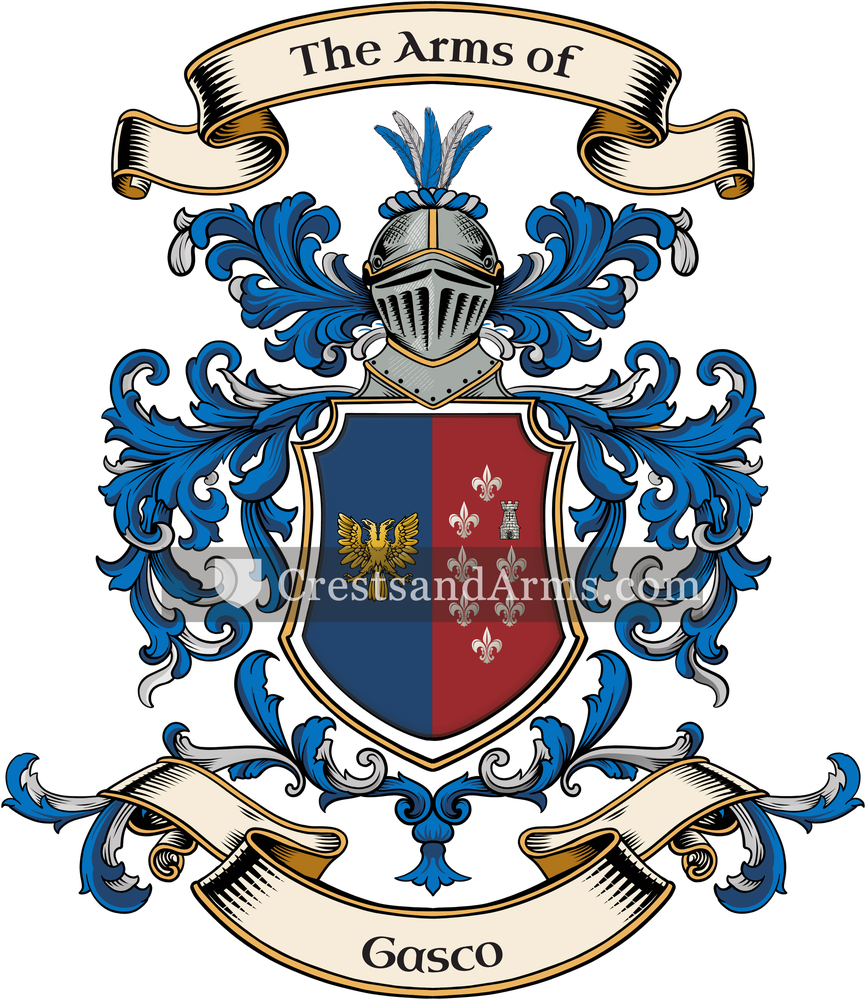 The Gasco coat of arms, drawn from the recorded blazon