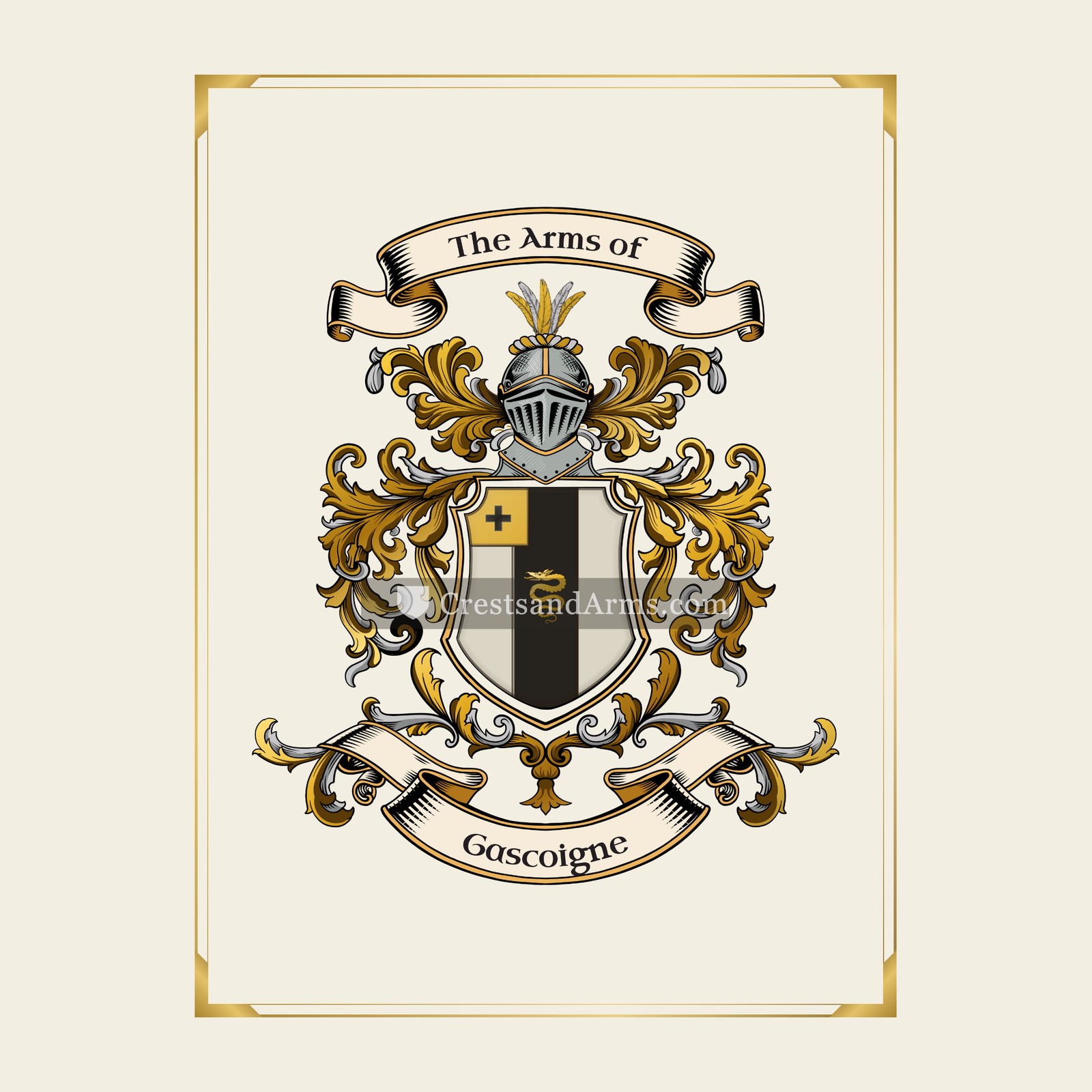With gold border