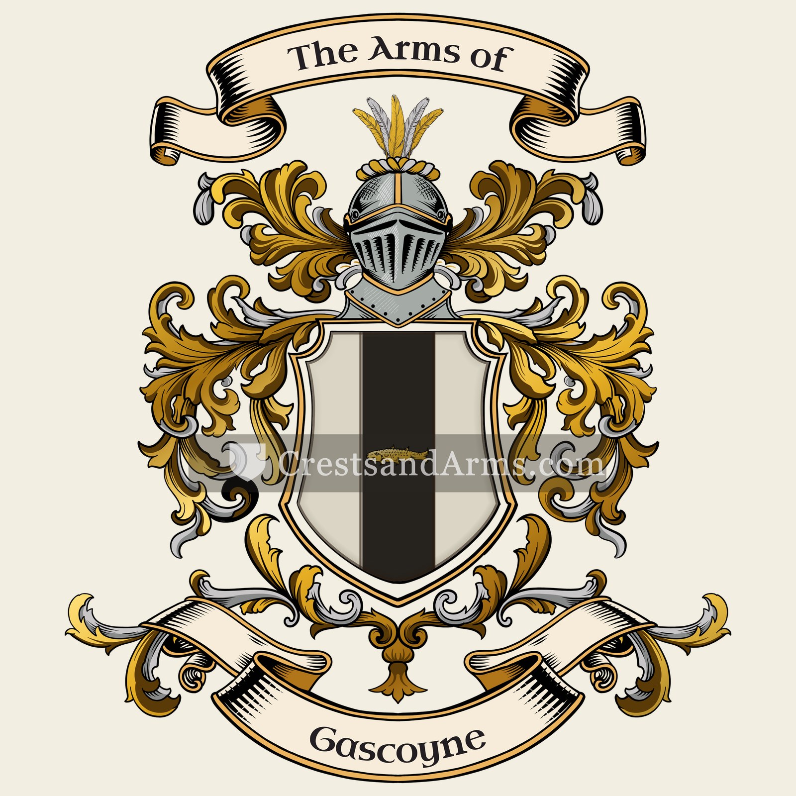 The Gascoyne coat of arms, drawn from the recorded blazon