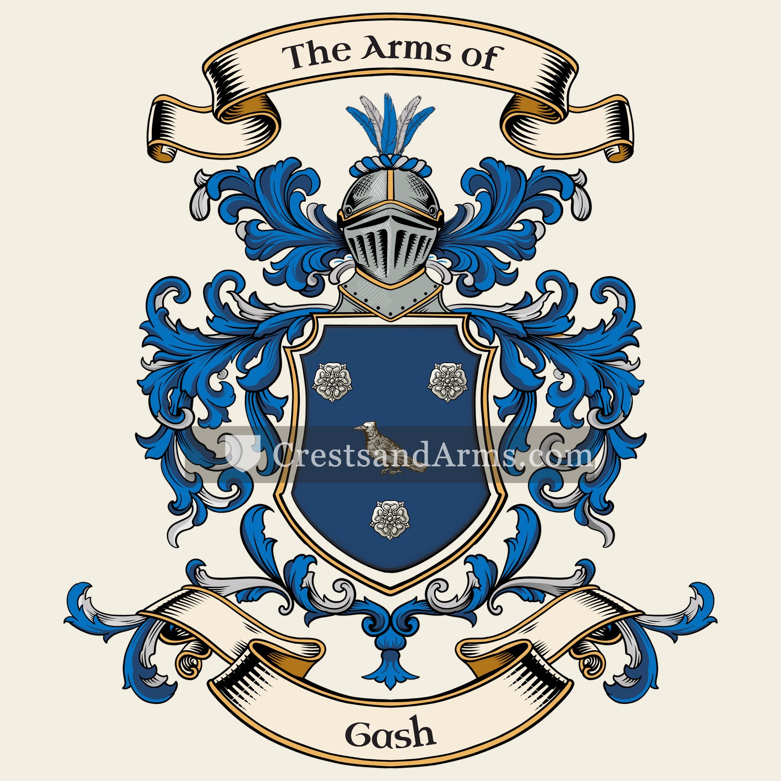 The Gash coat of arms, drawn from the recorded blazon