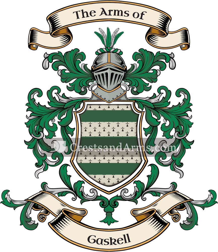 The Gaskell coat of arms, drawn from the recorded blazon