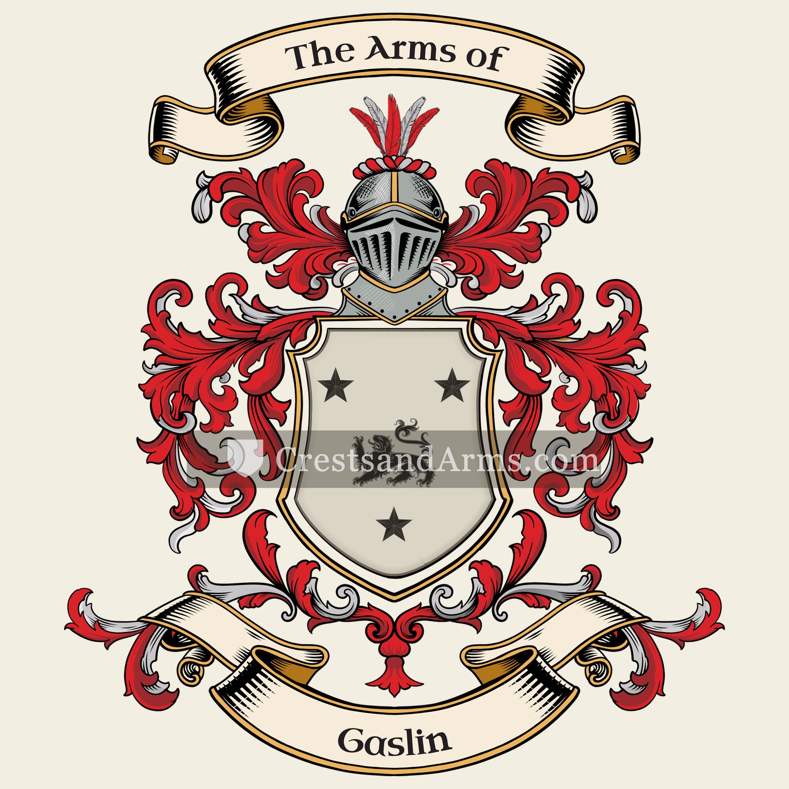 The Gaslin coat of arms, drawn from the recorded blazon
