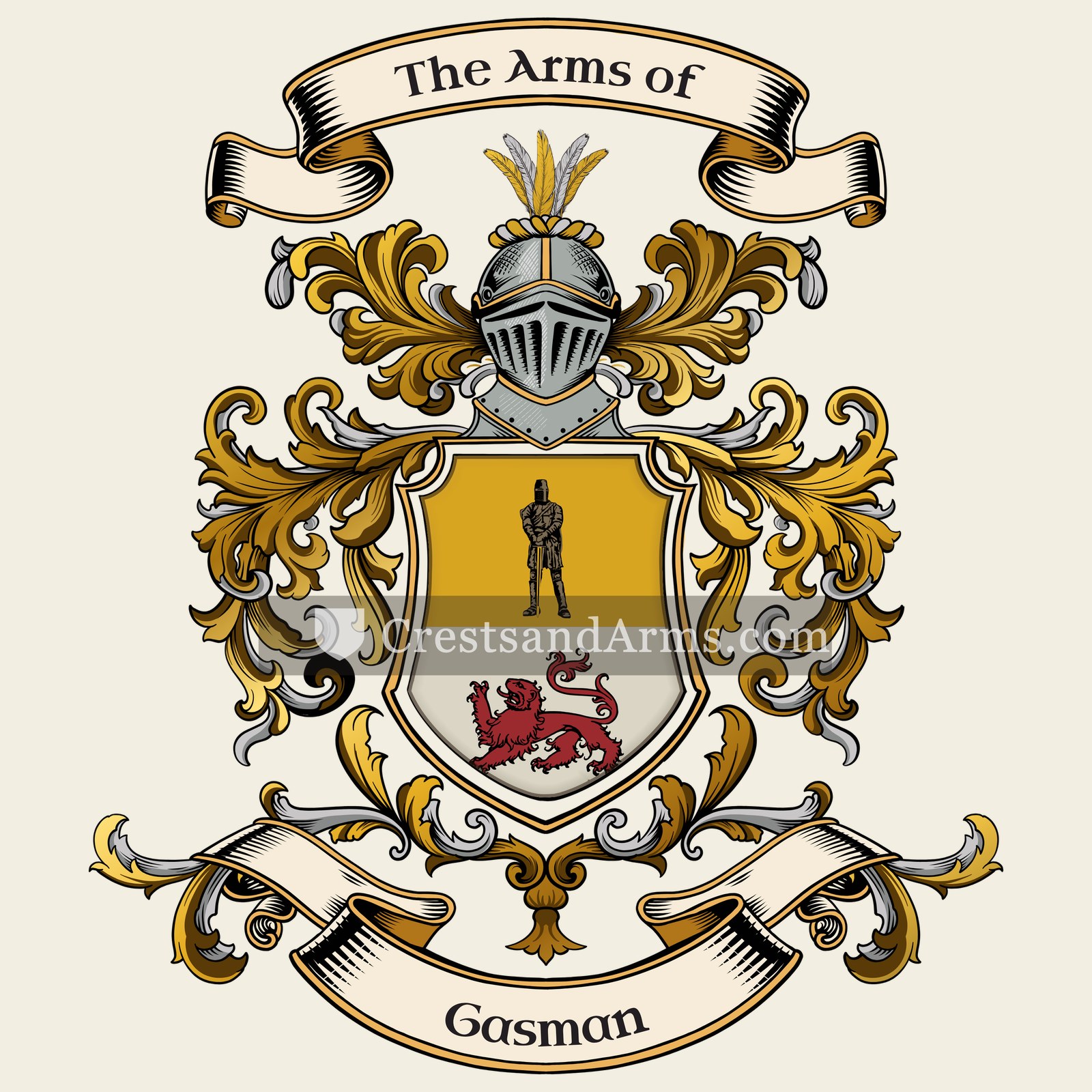 The Gasman coat of arms, drawn from the recorded blazon