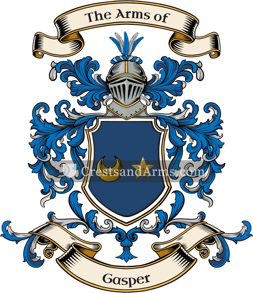 The Gasper coat of arms, drawn from the recorded blazon