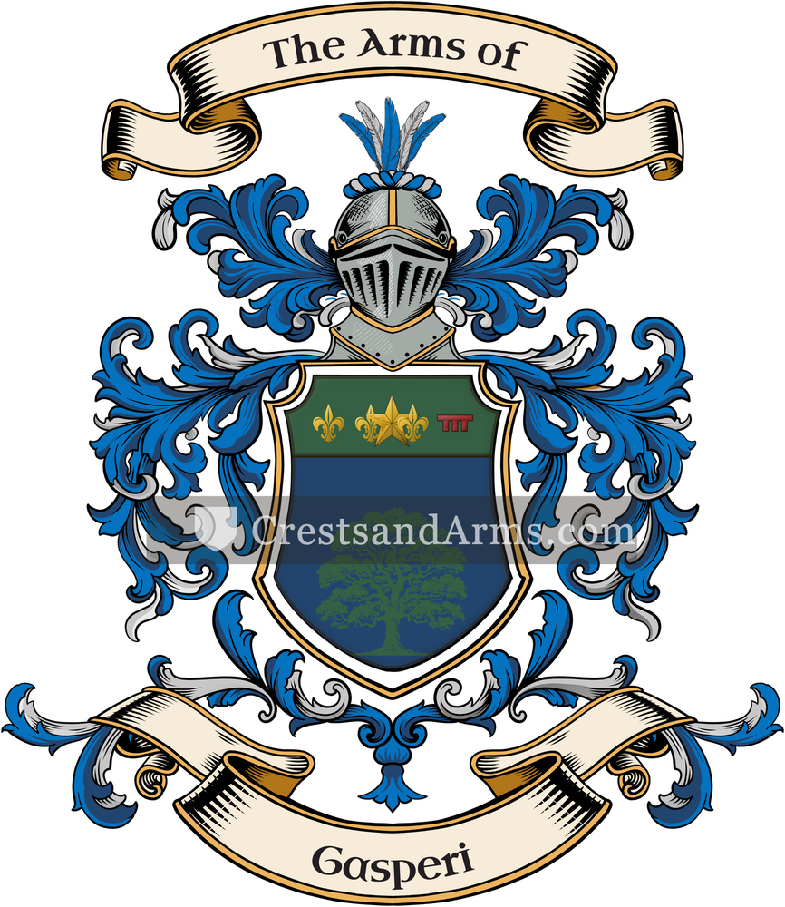The Gasperi coat of arms, drawn from the recorded blazon