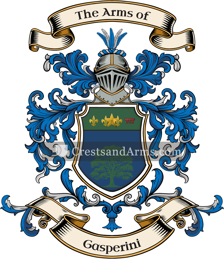 The Gasperini coat of arms, drawn from the recorded blazon