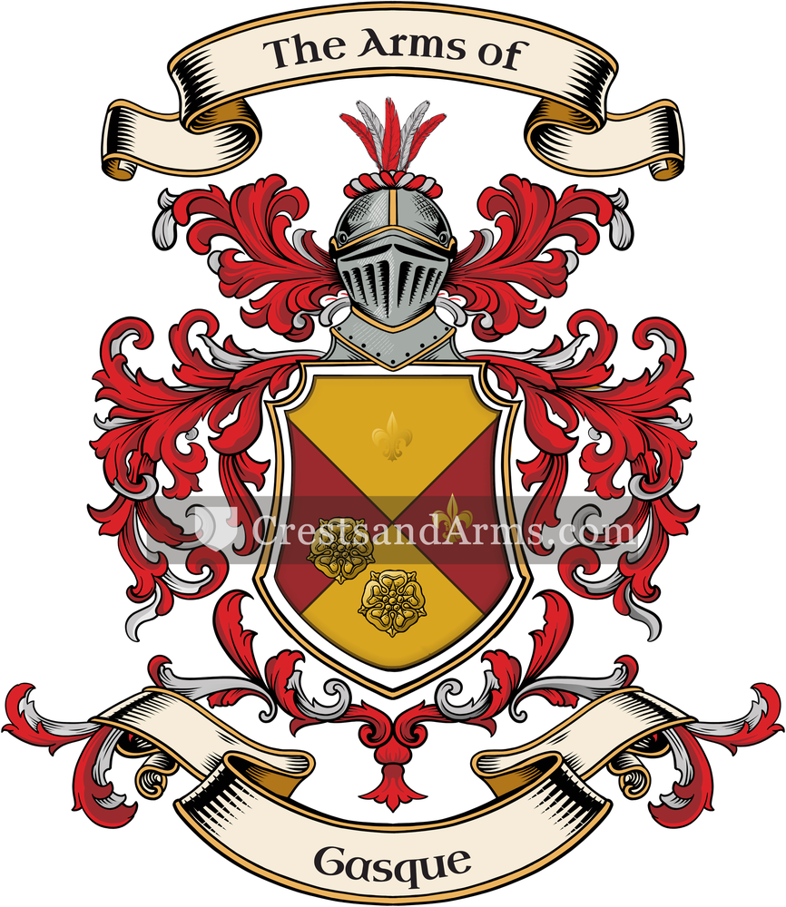 The Gasque coat of arms, drawn from the recorded blazon