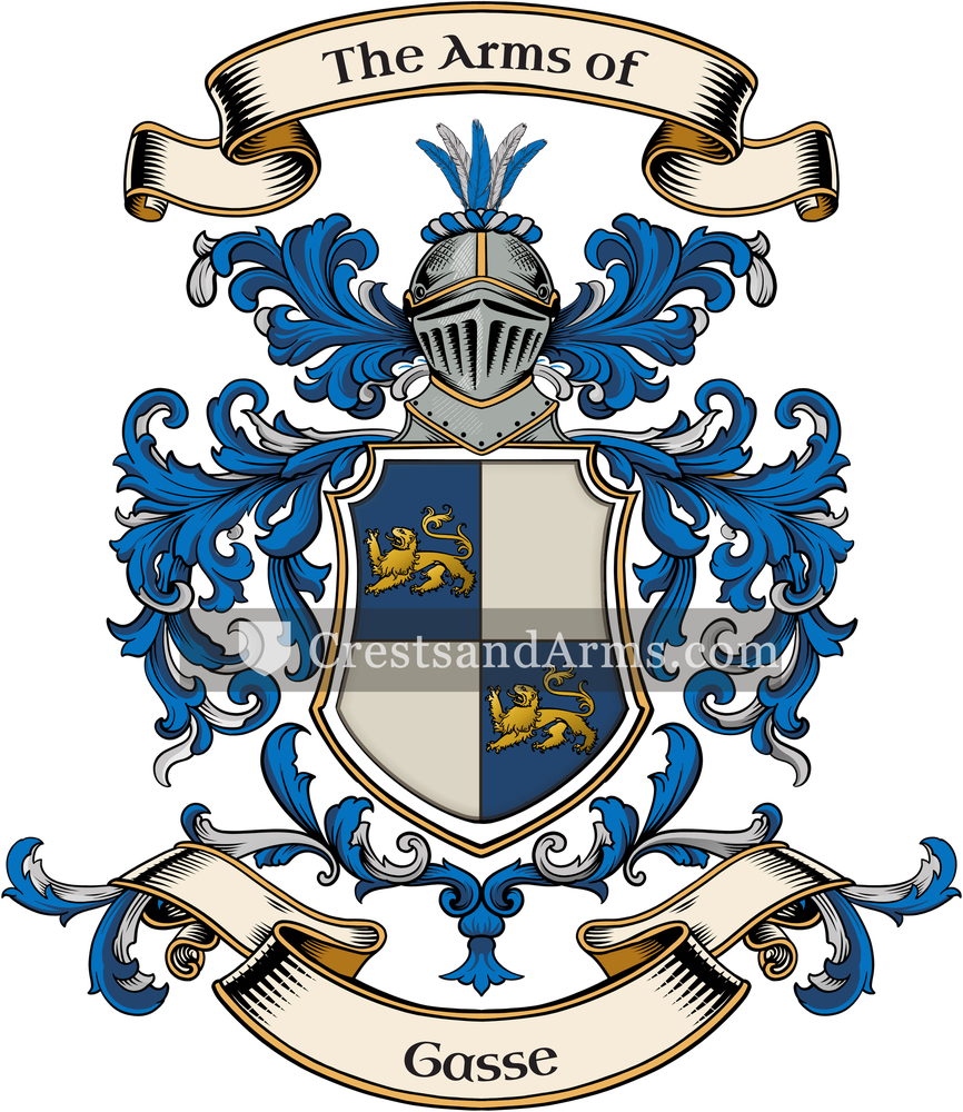 The Gasse coat of arms, drawn from the recorded blazon