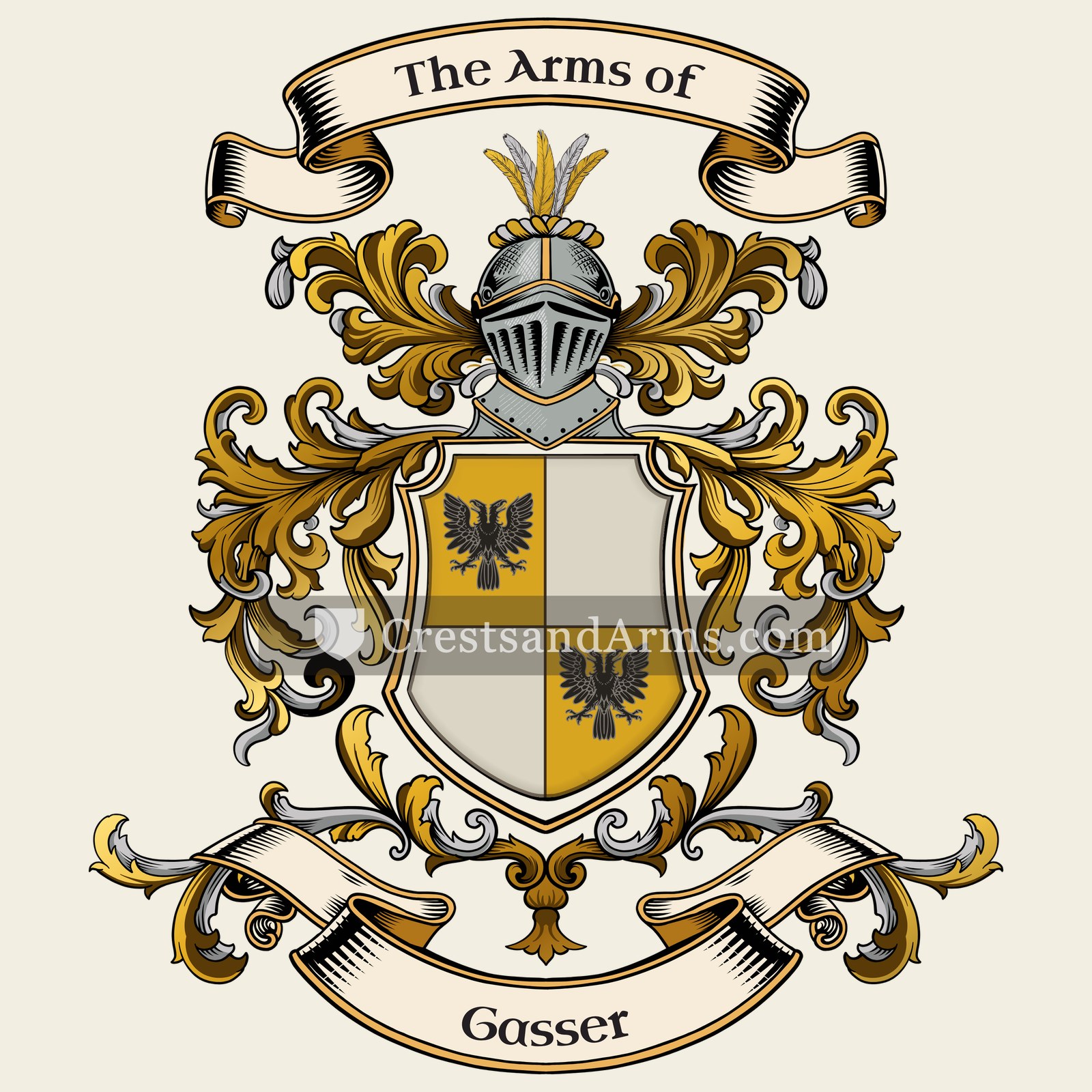 The Gasser coat of arms, drawn from the recorded blazon