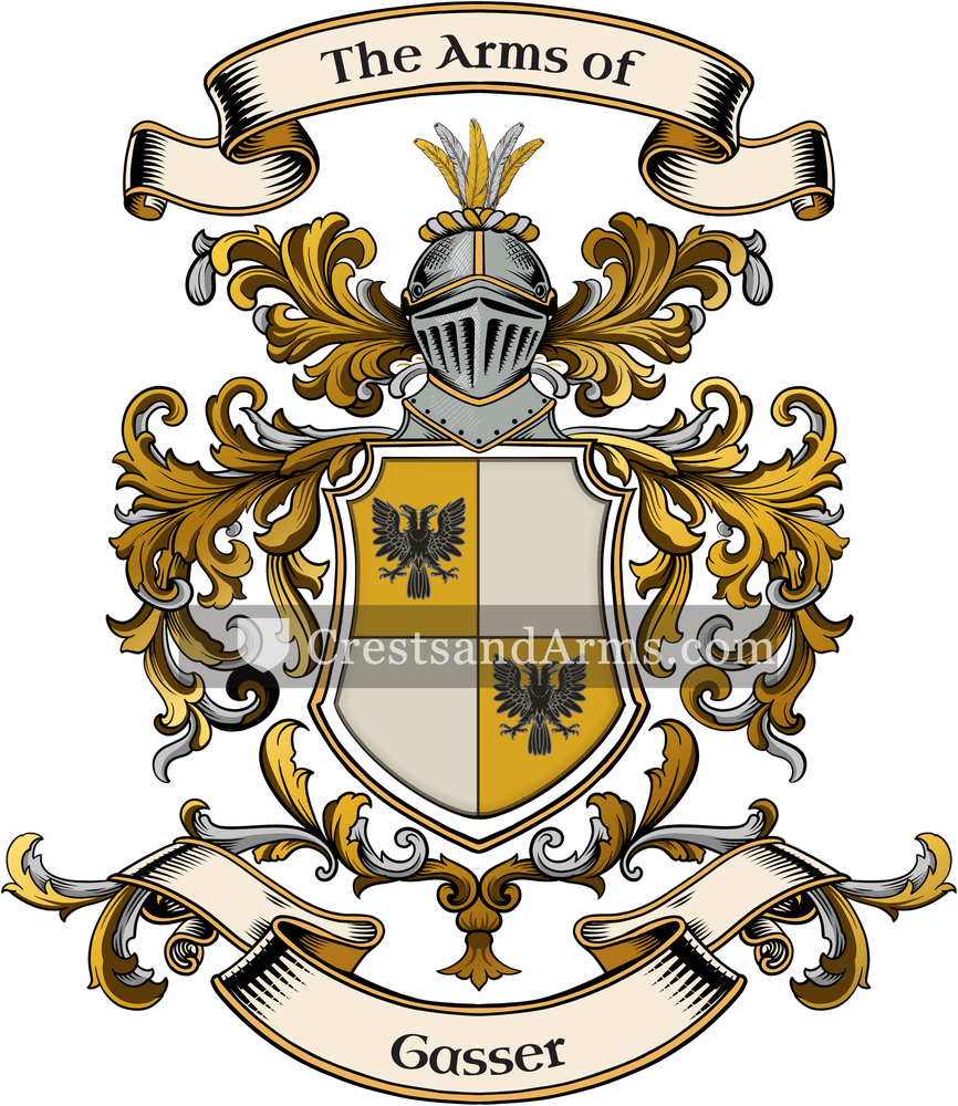 The Gasser coat of arms, drawn from the recorded blazon