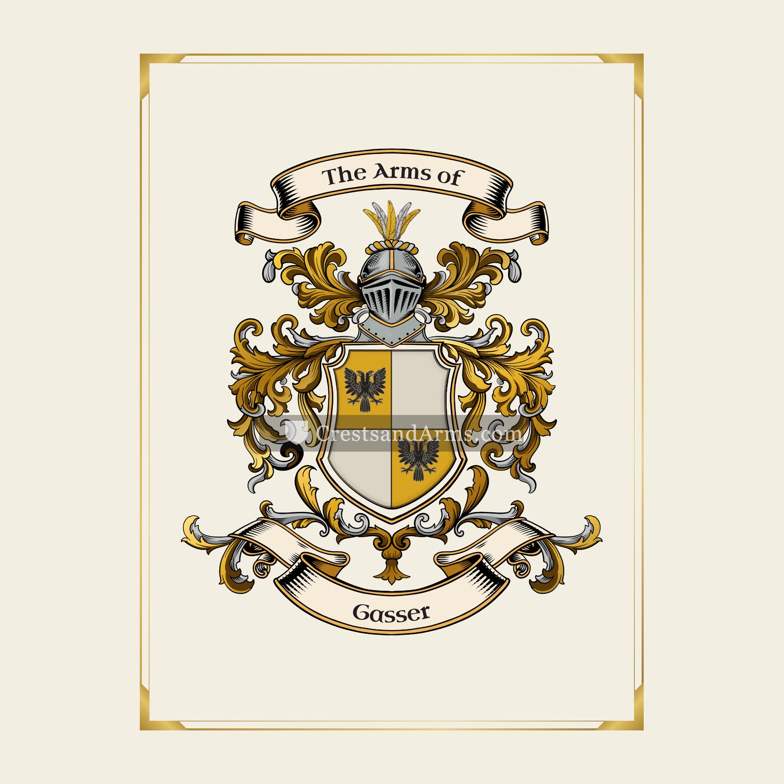 With gold border