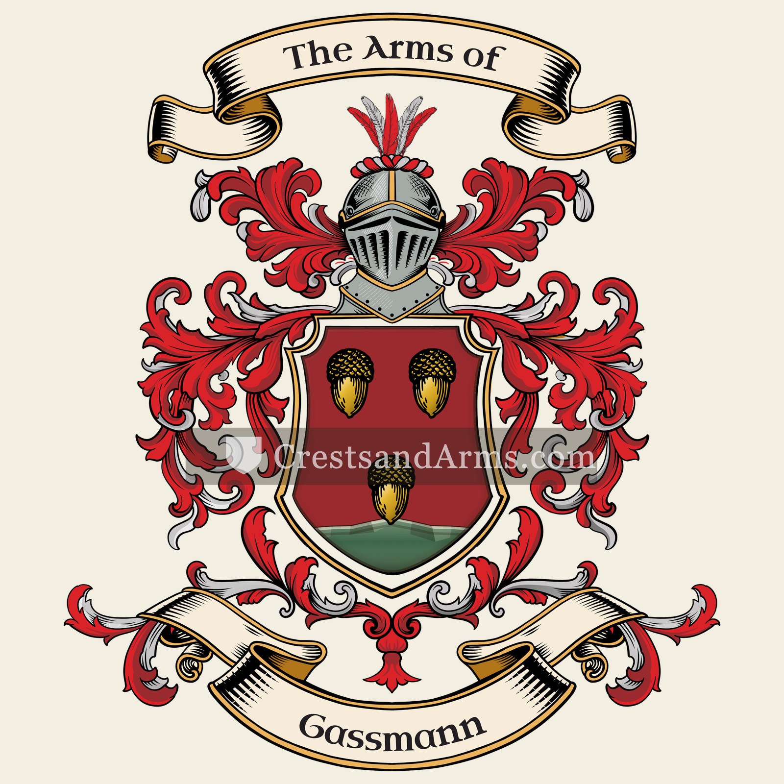 The Gassmann coat of arms, drawn from the recorded blazon