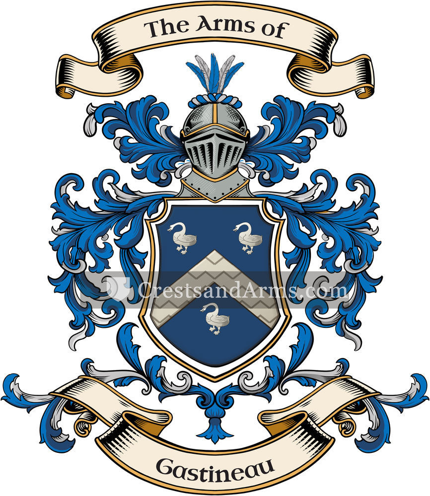 The Gastineau coat of arms, drawn from the recorded blazon