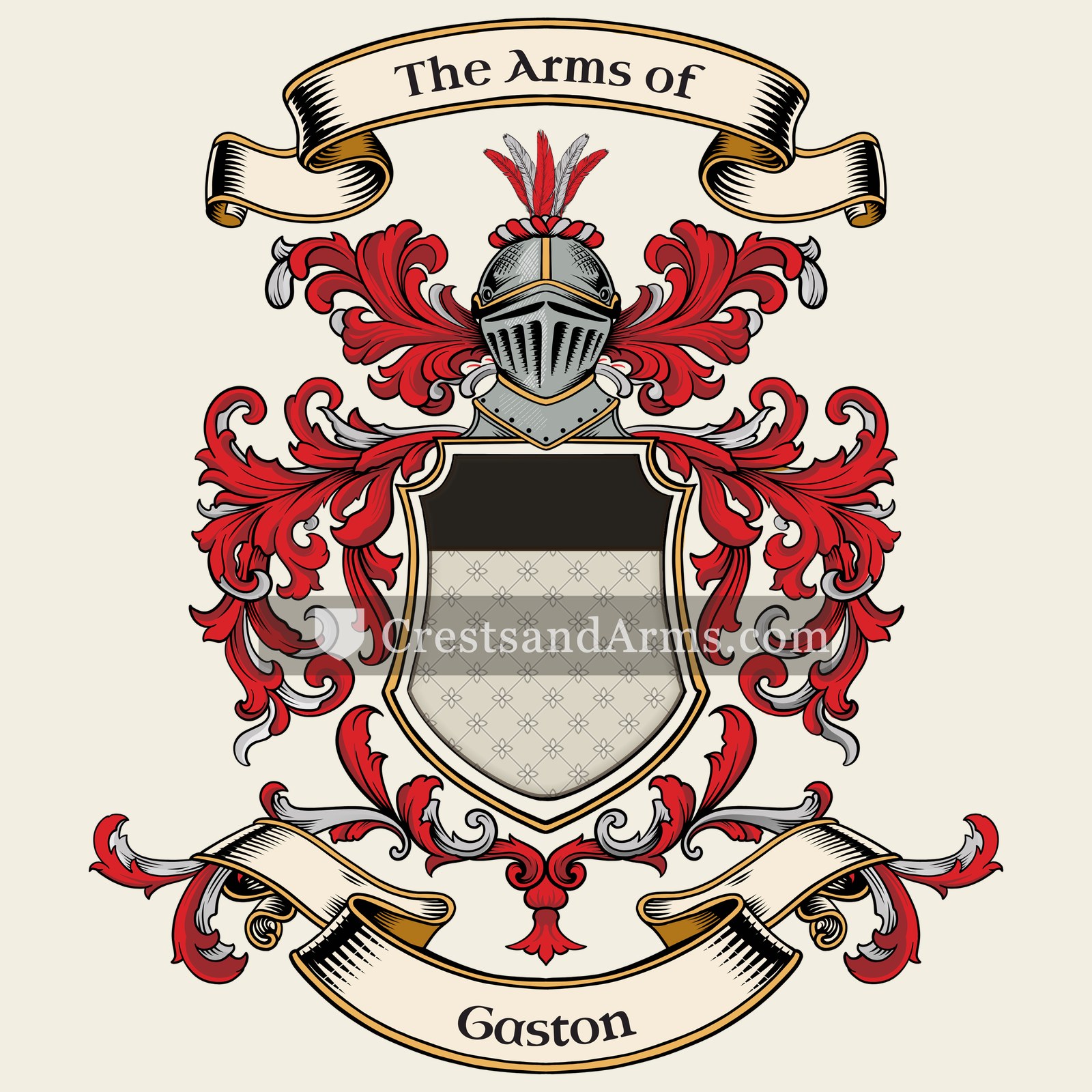 The Gaston coat of arms, drawn from the recorded blazon