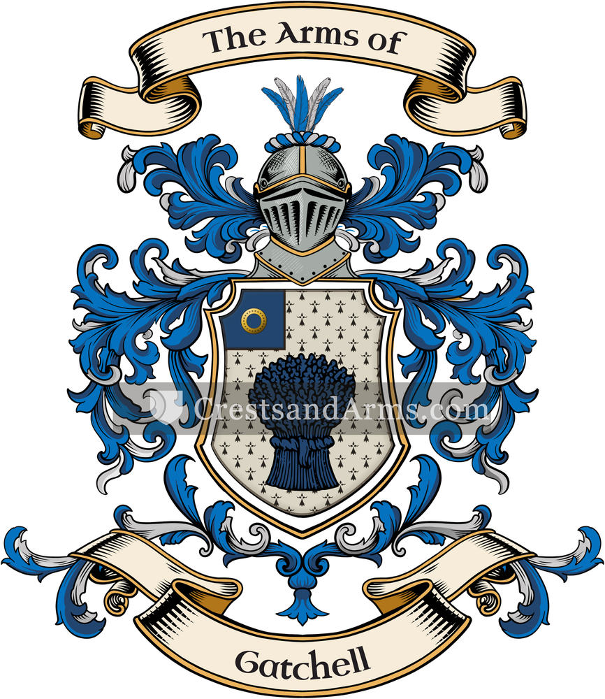 The Gatchell coat of arms, drawn from the recorded blazon